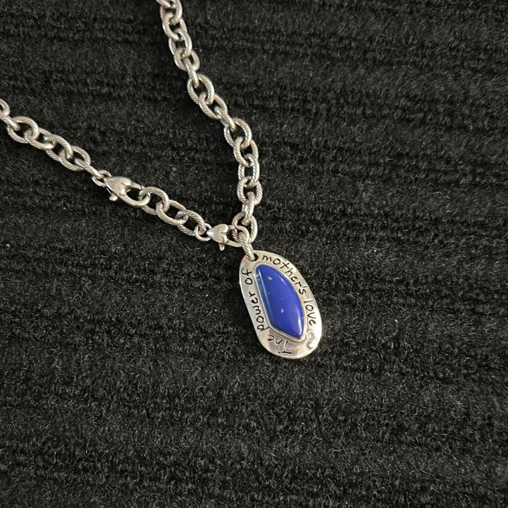 Retired Brighton Silver Necklace with Blue Pendant - Picture 2 of 3